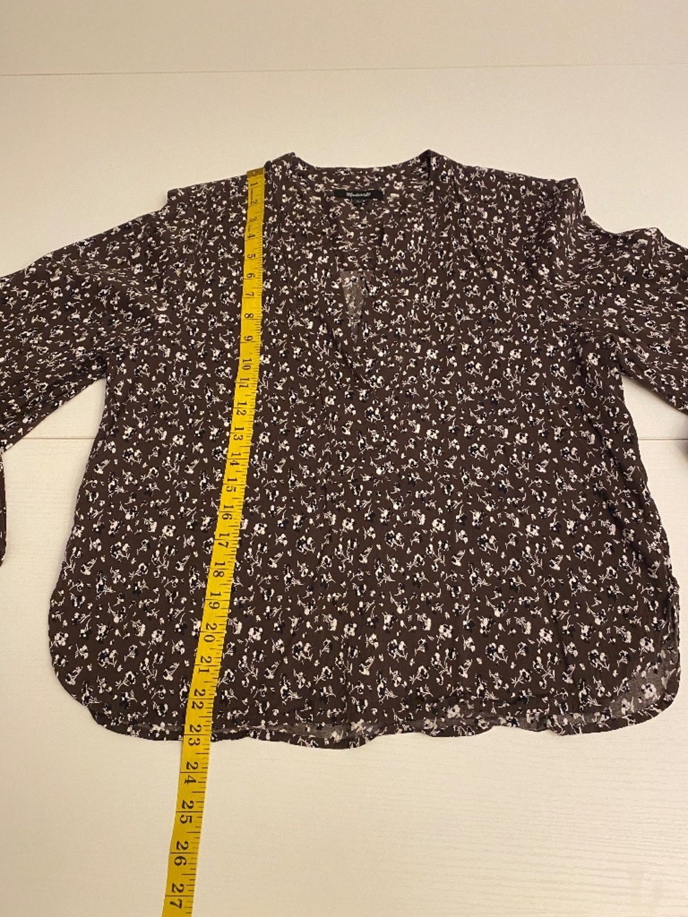 Madewell V-Neck Long-Sleeve Dark Carob Floral Top Size Large - Picture 14 of 16